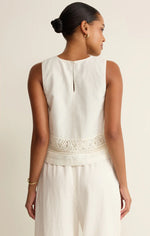 SLOANE EMBROIDERED TOP - WHITE