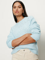 FEMME OPENWORK SWEATER - AQUAMARINE