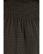Ellie Smocked Popover - Espresso Geo