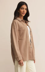 ALL DAY KNIT DENIM JACKET - ICED COFFEE