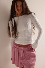 So Soft Seamless Modal Cable Long Sleeve- Clean Ivory