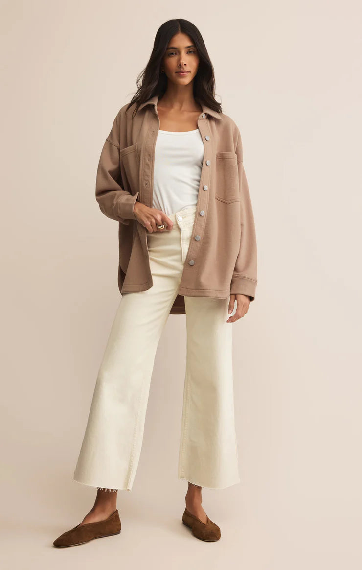 ALL DAY KNIT DENIM JACKET - ICED COFFEE