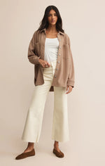 ALL DAY KNIT DENIM JACKET - ICED COFFEE