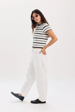 VILLA DRAWSTRING BARREL LEG PANT - LAMB