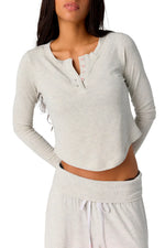 Dream State Henley Top - Light Heather Grey