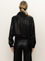 COATED TWILL BOMBER JACKET - BLACK