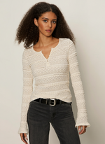 LOVELY LACE BUTTON FRONT TOP - VINTAGE IVORY