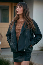 VENTURA VEGAN LEATHER JACKET - BLACK