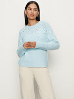 FEMME OPENWORK SWEATER - AQUAMARINE
