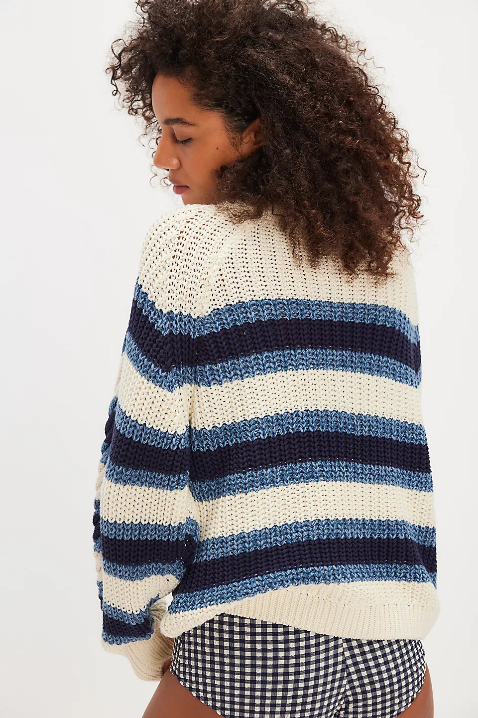 FRANKIE CABLE STRIPE SWEATER-IVORY COMBO