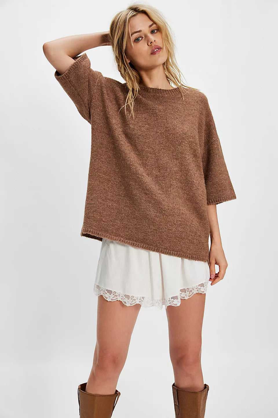 MARGOT SWEATER TEE - BROWNIE MELANGE