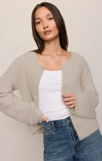 Winterglow Fluffy Cardigan - Frosted Pearl