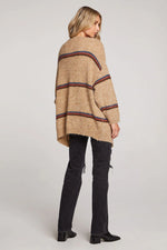 BIRDIE CARDIGAN - PECAN STRIPE