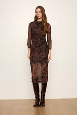 Easy Autumn Mesh Dress - Cocoa Paisley