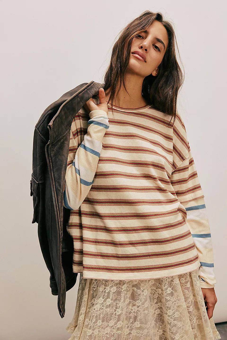 NINA STRIPE LONG SLEEVE TEE - NEUTRAL COMBO