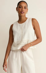 SLOANE EMBROIDERED TOP - WHITE