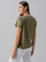 LINEN PERFECT TEE - OLIVE