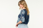 EMBROIDERED TOP -NAVY