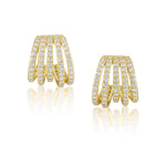 Sahira Avery CZ Huggies in gold — five-row pavé cubic zirconia huggie earrings shown as a pair on white background