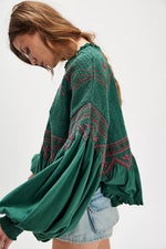 HOLLY KNIT TOP - GREEN COMBO