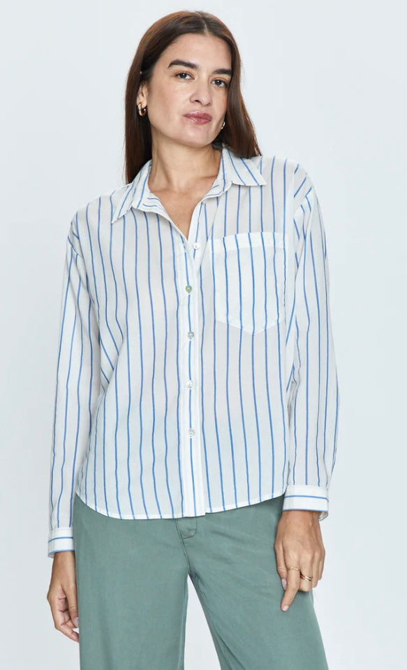 MYLA STRIPED BUTTON DOWN