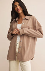 ALL DAY KNIT DENIM JACKET - ICED COFFEE