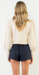 CARDIGAN WITH VOLUMN SLEEVE-CREAM