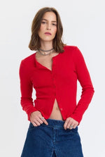 Stargazer Pointelle Cardi - Cherry Bomb