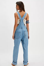 ZIGGY STRIPED DENIM OVERALLS - BEACHCOMBER