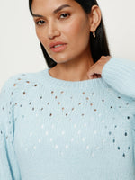 FEMME OPENWORK SWEATER - AQUAMARINE