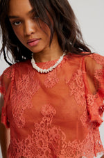 LUNAR ASH LACE TOP - SUNSET