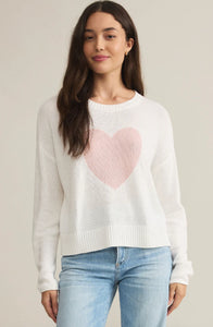 SIENNA HEART SWEATER-WHITE