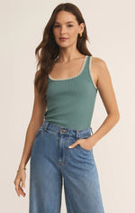 JAIDYNN WHIPSTITCH RIB TANK - SEA PINE