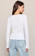 Albany Waffle Button Up Top - White