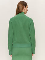 PLACES TO BE KNIT TRACK JACKET - GREEN JUICE/CHALK