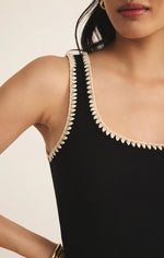 JAIDYNN WHIPSTITCH RIB TANK - BLACK