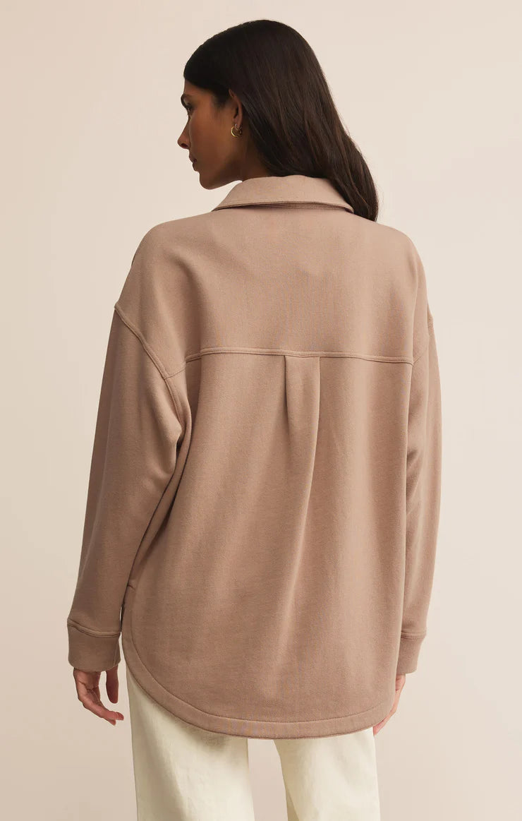 ALL DAY KNIT DENIM JACKET - ICED COFFEE