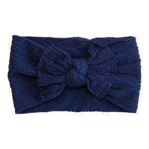 NAVY CABLE KNIT NYLON HEADWRAP