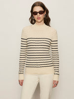 FOREVER STRIPED MOCK NECK - VANILLA CREME WITH BLACK STRIPE