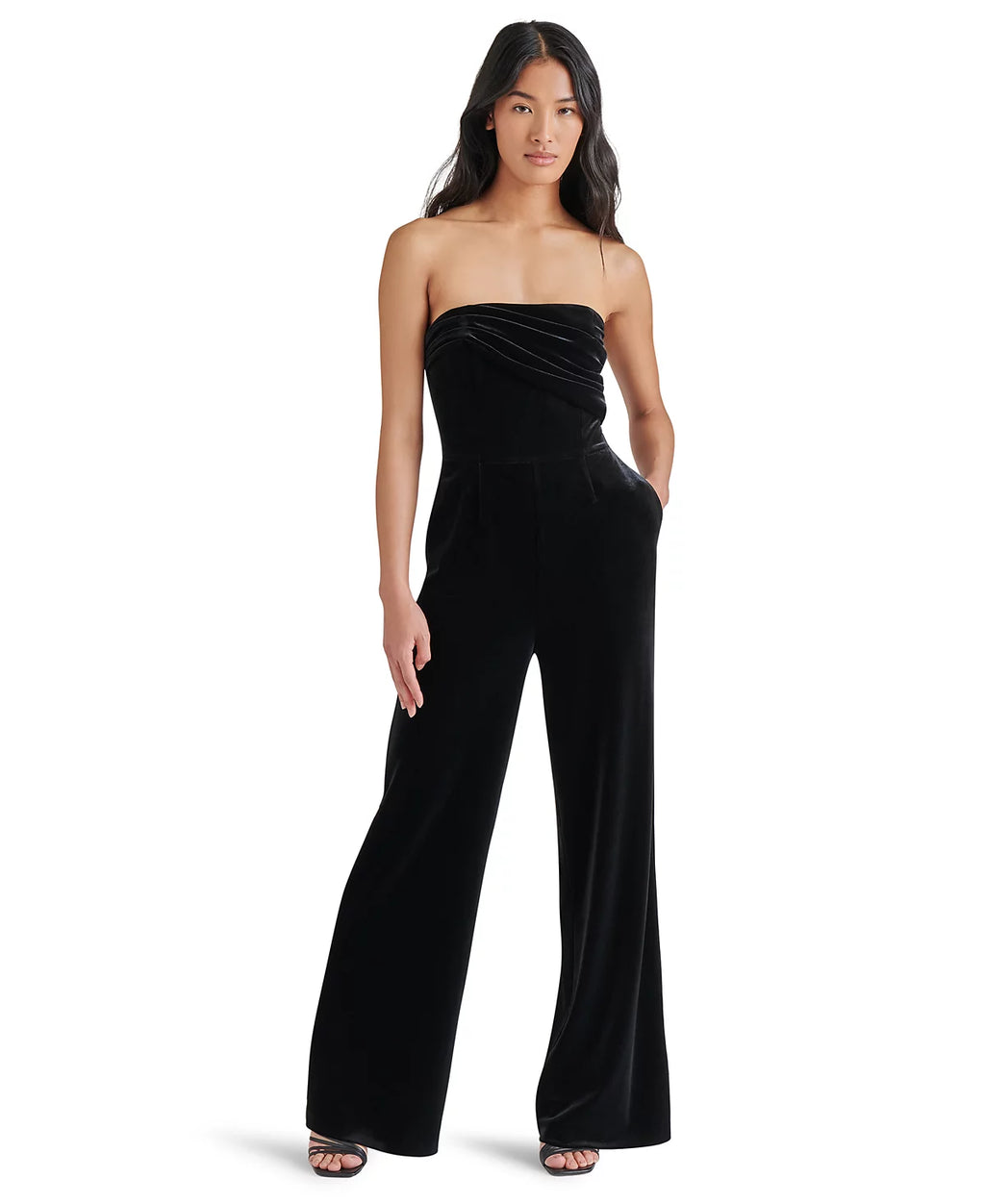 SWANILDA VELVET JUMPSUIT - BLACK