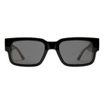I-SEA Cole Houshmand sunglasses in black with gold trim, rectangular frames, smoke polarized lenses, front view on white background.