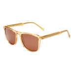 I SEA Cove sunglasses in antique transparent amber frame with brown polarized lenses, angled three-quarter view