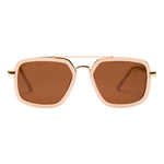 I SEA Cruz sunglasses in cream acetate frames with gold double bridge bar and brown polarized lenses, front view