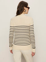 FOREVER STRIPED MOCK NECK - VANILLA CREME WITH BLACK STRIPE