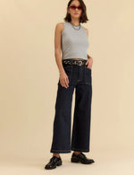 Valley Girl High Rise Patch Pocket Wide Ankle - Rinse