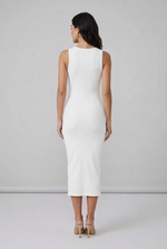 RIBBED MIDI DRESS-IVORY