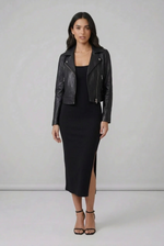 RIBBED MIDI DRESS-BLACK