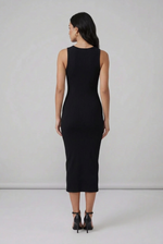 RIBBED MIDI DRESS-BLACK