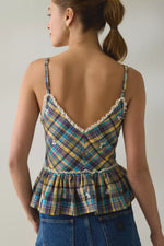 BRYNA EMBROIDERED TANK - PLAID MIX