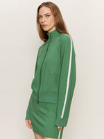 PLACES TO BE KNIT TRACK JACKET - GREEN JUICE/CHALK